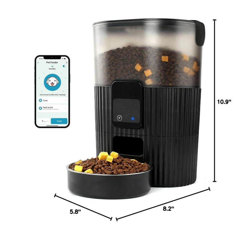 ALL AMERICAN FURNITURE MATTRESS INC Automatic Cat Feeder Wifi Pet Feeder For Cat Dog Compatible With Alexa Echo Timed Cat Food Dispenser For Remote Feeding Up To 10 Meals Per Day